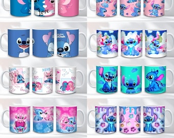 20+ Stitch Mug Wrap Bundle | Cartoons Character Wraps | 11oz & 15oz Sublimation Bundle, Instant download