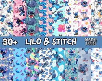 Lilo & Stitch Digital Paper Pack, Seamless Patterns Instant Download