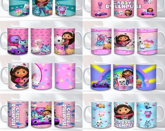 Gabby's Dollhouse Mug Wrap-bundel: kindercartoon, png (digitale download)