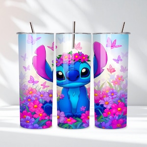 Stitch Tumbler Sublimation Design Download PNG, Inflated Stitch Tumbler Sublimation Wrap PNG, 3D Stitch 20 oz Tumbler Wrap Digital Download image 2