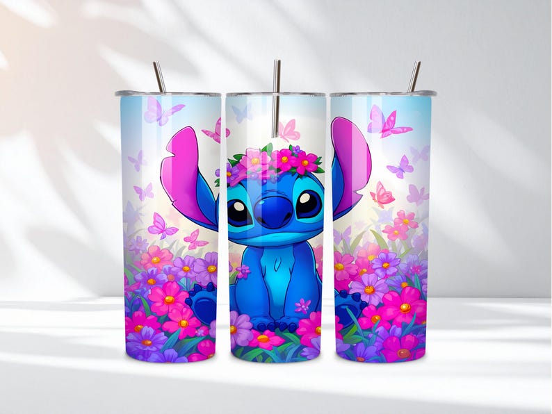 Stitch Tumbler Sublimation Design Download PNG, Inflated Stitch Tumbler Sublimation Wrap PNG, 3D Stitch 20 oz Tumbler Wrap Digital Download image 2