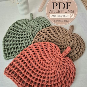 Patrón de ganchillo en PDF para una hoja de ganchillo de tamaño mediano | Hoja de ganchillo | Decoración otoñal DIY | Patrón digital de ganchillo en alemán