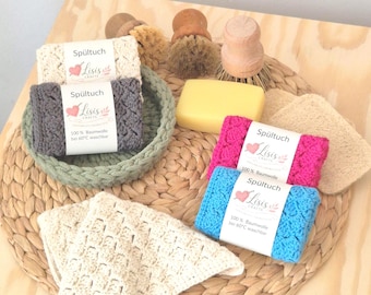 Vaatdoek van 100% katoen – gehaakte vaatdoek 21 x 21 cm – duurzaam en wasbaar – zero waste keuken – handgemaakte vaatdoek / keukendoek