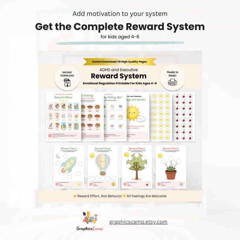 Rewared Page Design Balloon Reward Chart for Kids Printable ADHD Routine Motivation PDF - Etsy