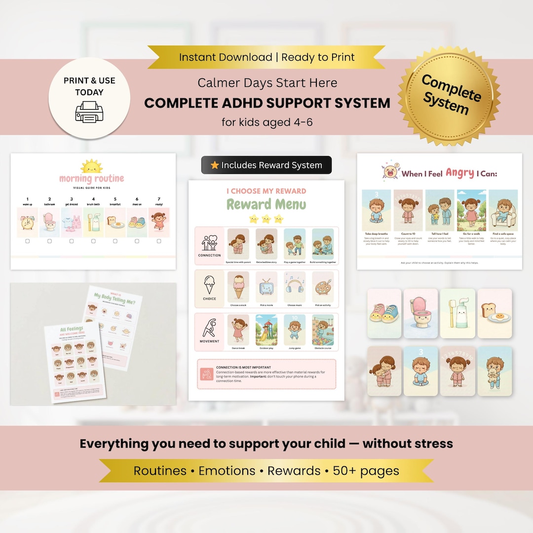 Personalised Regulation Routine ADHD Routine Chart Bundle for Kids | Calm Down Corner, Reward System ...