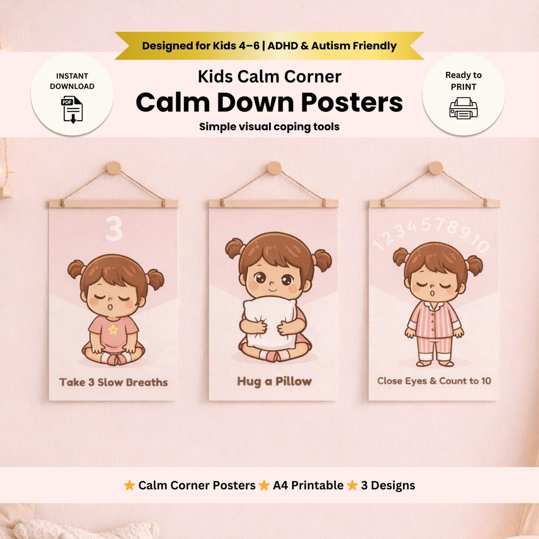 Calm Down Posters for Kids, ADHD Autism Coping Skills Printable Set - Etsy