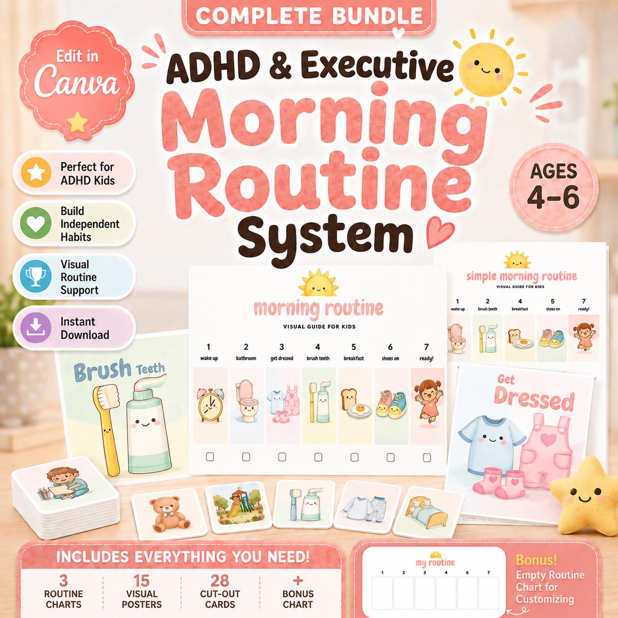 ADHD Morning Routine Chart | Visual Schedule for Kids | Autism Daily ...