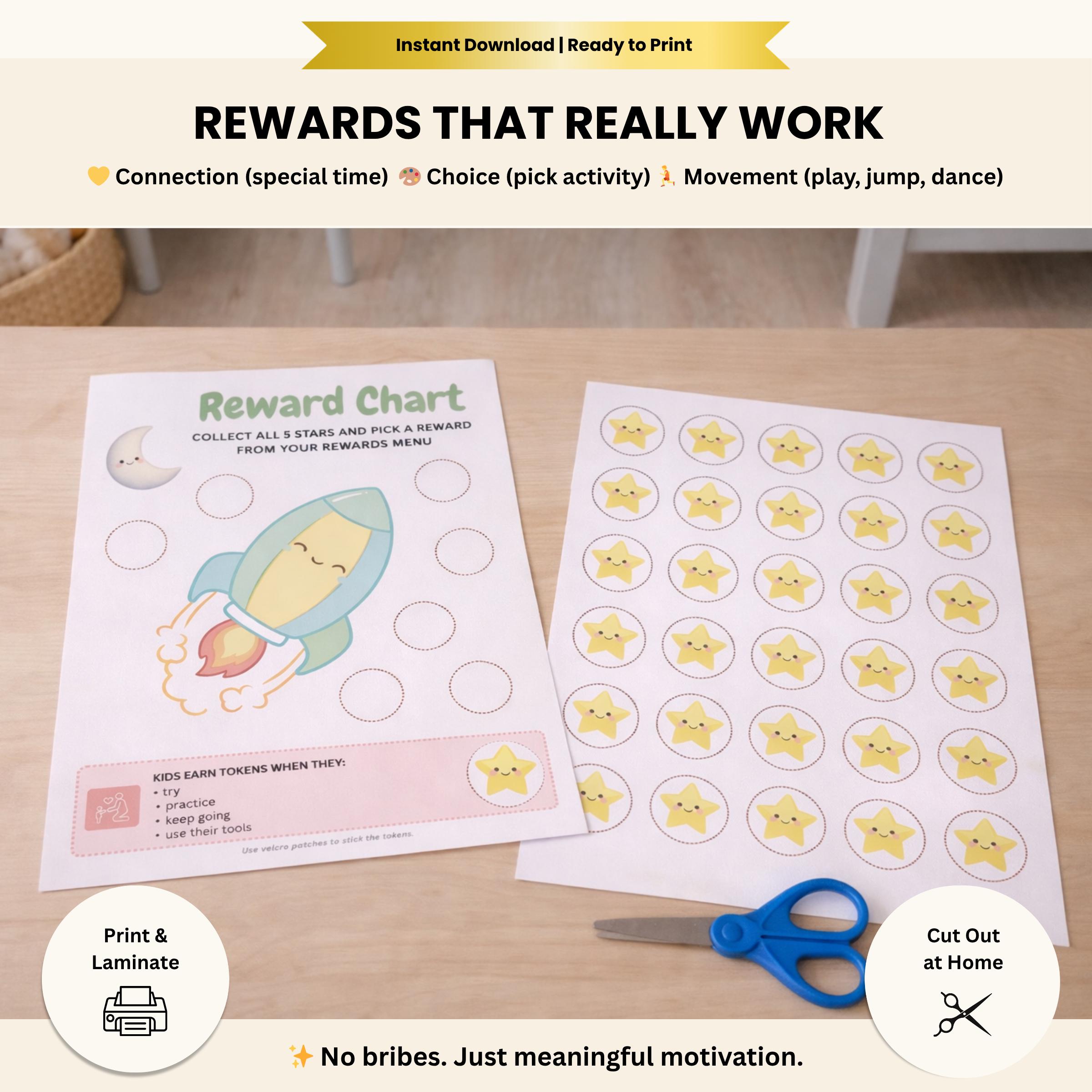 Rewards Stickers Rockets Rocket Reward Chart for Kids Printable ADHD Routine Motivation PDF ...