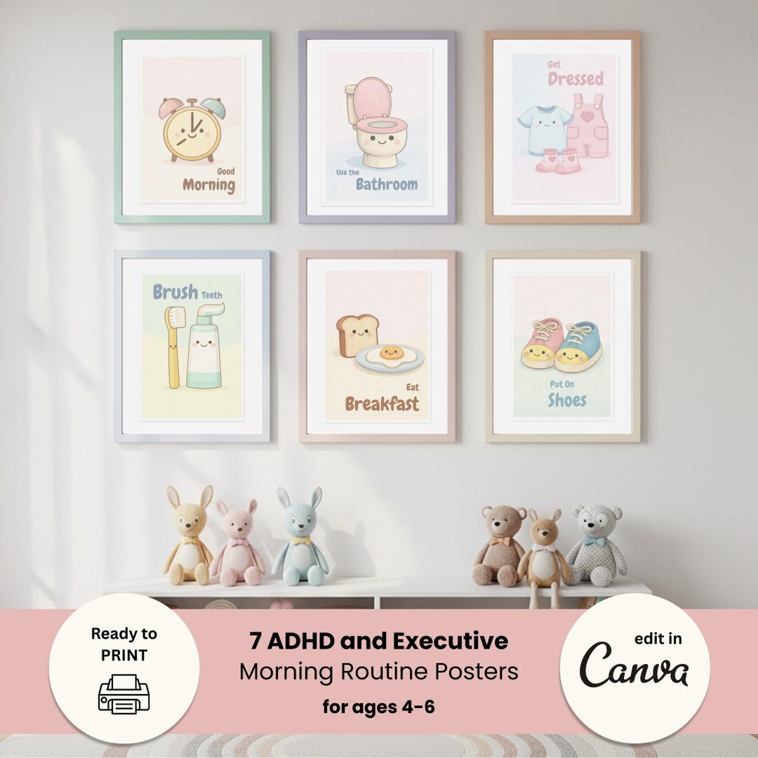 Morning Routine Posters for ADHD Kids | Executive Function Visual ...