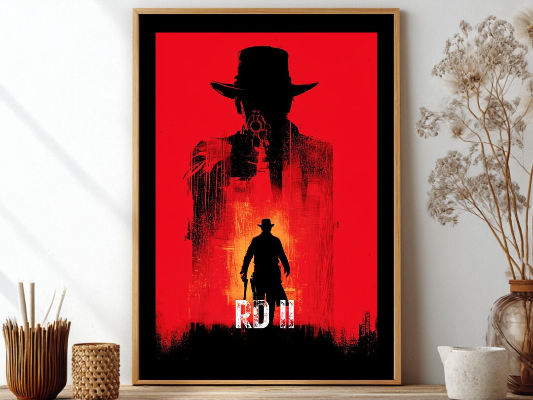 Wall Texture Like Rdr2 Red Dead Redemption 2 Inspired, Western Wall Art, Cowboy Silhouette ...