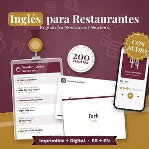 Engels voor restaurantmedewerkers | Inglés para Restaurantes | Serveer- en keukenfrasen, flashcards en audio voor Spaanstaligen
