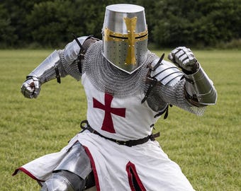 Templar Knight Armor Set, Medieval Crusader Steel Suit, Handmade LARP Cosplay Outfit, Gothic Knight Armor, Renaissance Costume