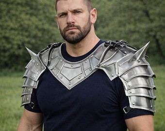 Handmade Pauldron Armor, Medieval Knight Shoulder Guards, LARP Cosplay, Renaissance Faire Costume, Warrior Armor Gorget