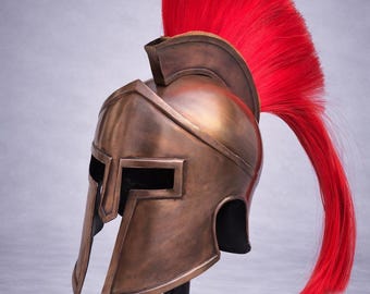 Handmade Spartan Helmet, Antique Finish Sparta Warrior Costume Helmet Cosplay Larp | Halloween Headwear