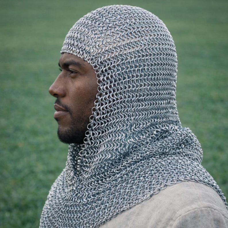 Medieval Chainmail Coif Hood, Chainmail Armor, Knight Helmet Liner ...