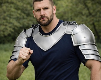 Handmade Pauldron Armor, Medieval Knight Shoulder Guards, LARP Cosplay, Renaissance Faire Costume, Warrior Armor Gorget