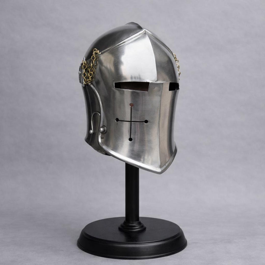 Italian Barbuta Helmet, Polished Steel Medieval Knight Helm for LARP ...