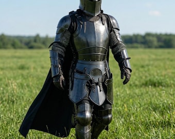 Barbuta Armor Set, Black Medieval Knight Armor, Steel LARP Armor, Renaissance Cosplay Armor, Gothic Warrior Suit, Halloween Costume