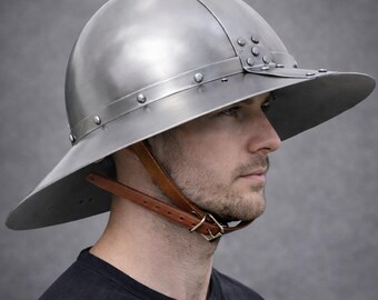 Kettle Helmet Medieval Helmet for Men, Authentic eisenhut helmet, Medieval Costume Armor for Cosplay & LARP - Unique Anniversary Gift