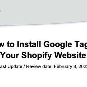 May include: A document titled "SOP 400: How to Install Google Tag Manager on Your Shopify Website" with the SOPCraftLab logo. The document's last update was February 8, 2023. The logo features a magnifying glass and a document.