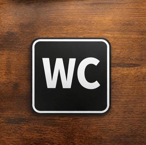 Wc Sign Classy Sign – WC Sign – Modern Black White Restroom Plaque, Minimalist Home ...