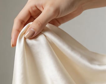 Certified 23 Momme Pure Habutai Silk Fabric by the Yard, 100% Mulberry Silk, Smooth Soft Heavy Fabric for Dresses,Bridal,Couture, 850+ Color