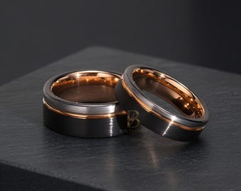 Wolfraam trouwring voor heren | Trouwring heren | Trouwring heren | 8 MM breed | Gegraveerde ring | Huwelijkscadeau | Beloftering