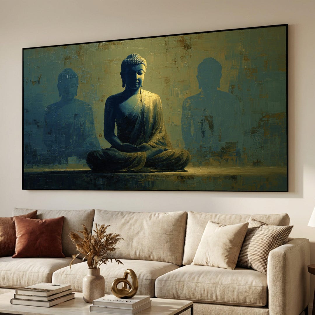 Meditative Buddha Statue Canvas, Spiritual Wall Art, Zen Home Decor ...