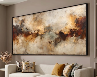 Rustic Earth Tone Abstract Canvas, Wall Art, Brown and Beige Home Decoration, Modern Abstract Painting, Ready to Hang Canvas