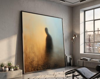 Abstract Shadow Silhouette Canvas, Moody Blurred Figure Wall Art, Modern Home Decoration, Atmospheric Canvas Print, Mysterious Art Design