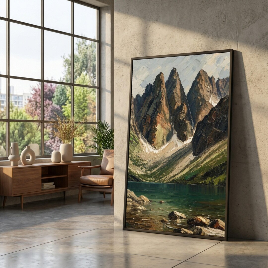 Majestic Mountain Peaks Canvas, Alpine Lake Landscape Wall Art, Nature ...