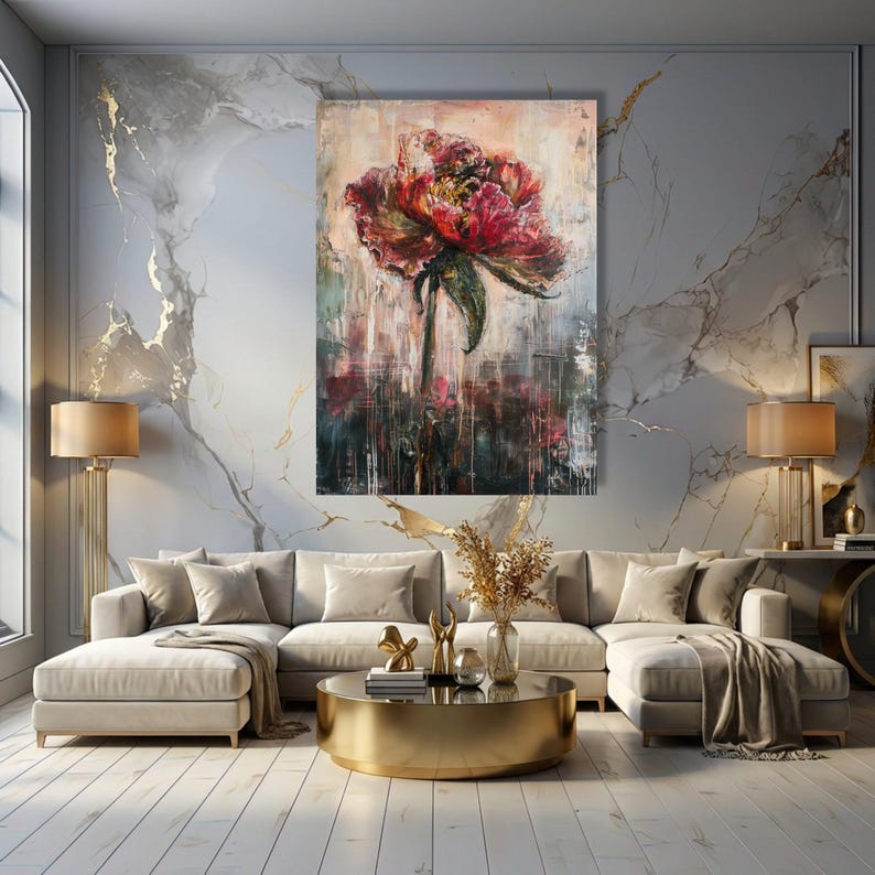 Vibrant Red Poppy Canvas Wall Art, Abstract Floral Painting ...