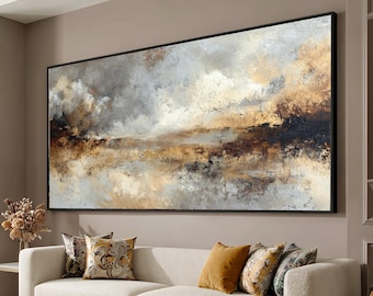 Abstract Earth Tone Landscape Canvas, Wall Art, Neutral Home Decor, Modern Abstract Painting, Brown and Gray Canvas Art