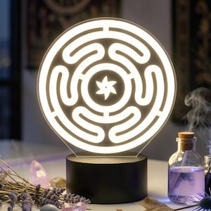 Wheel of Hecate RGB LED Nightlight, Goddess Strophalos Pagan Decor, Wiccan Altar Light, Gothic Spiritual Gift, Occult Lamp, Witchcore