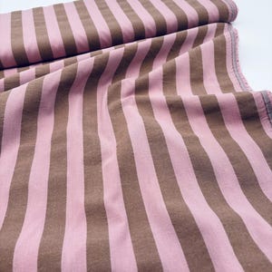 Garngefärbter Baumwollstoff Streifen – hellrosa & braun, Oeko-Tex, Meterware für Blusen / Kleider