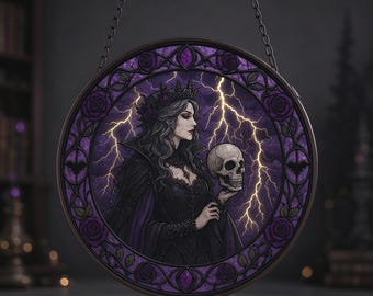 Atrapasueños de cristal estilo Reina Oscura Gótica, Adorno para ventana de Halloween, Regalo de fantasía para Halloween
