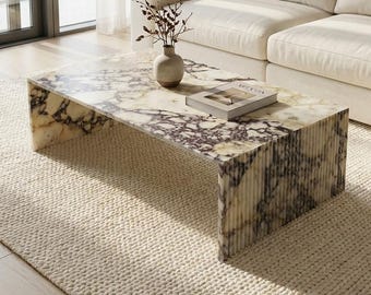 Calacatta Viola Marble Coffee Table, Sculptural Marble Coffee Table, Luxury Stone Table, Living Room Table, Designer Statement Furniture