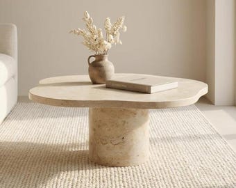 Travertine Marble Coffee Table, Organic Coffee Table, Travertine Stone Coffee Table, Sculptural Marble Table, Luxury Living Room Furniture