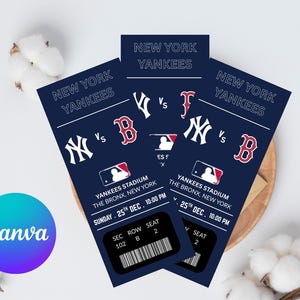 May include: Three navy blue New York Yankees baseball tickets. Each ticket features the Yankees logo, the opposing team's logo, and game details. The tickets are on a light background with cotton accents.