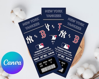 New York Yankees vs Red Sox Baseball Ticket PNG | Sports Game Design (Digital Download)