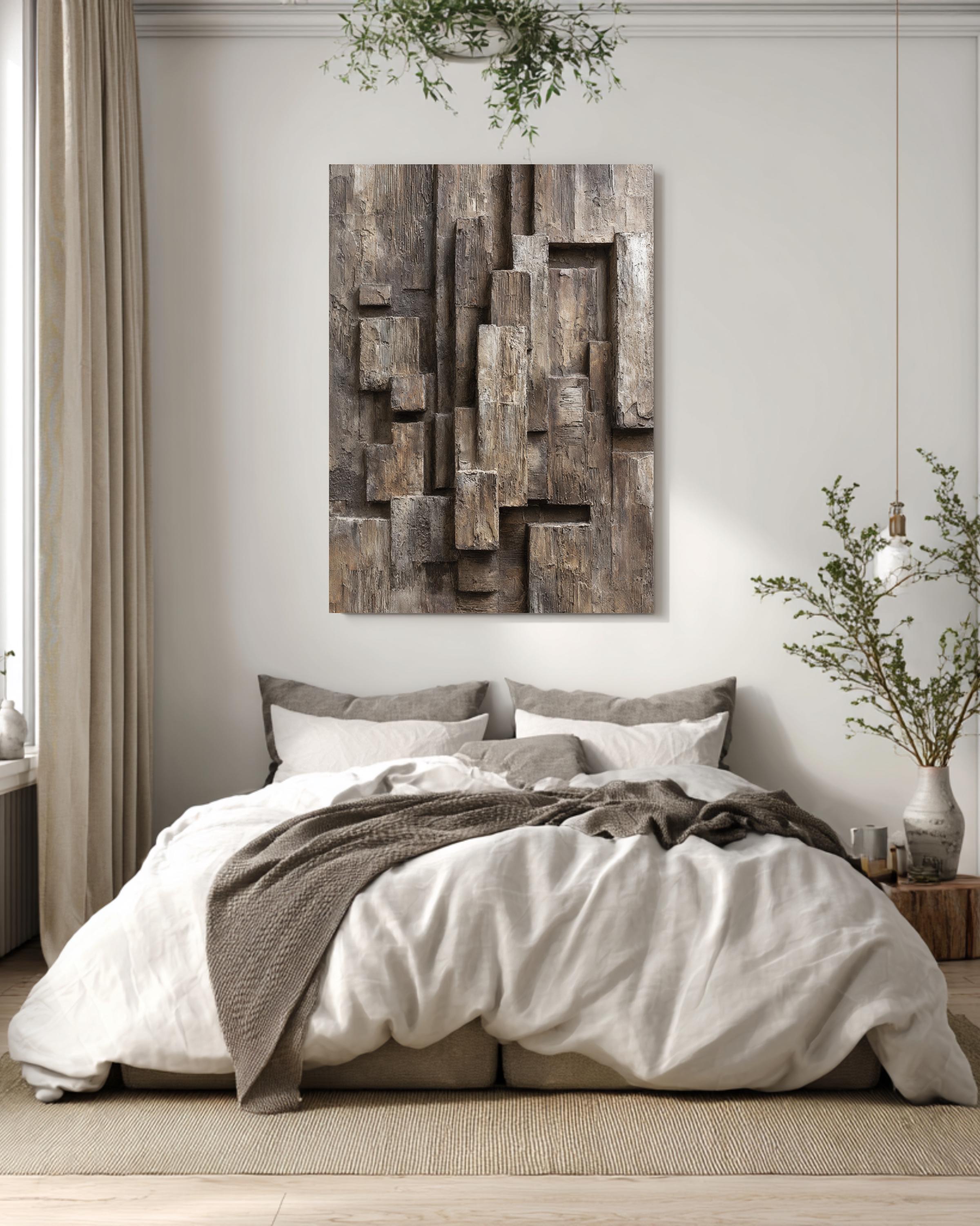 Abstract Block Texture Canvas Print, Earth Tone Relief Decor - Etsy