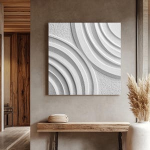 Bold Arc Plaster Inspired Art, Rippling Water Texture Canvas Print, Dynamic Motion Wall Decor