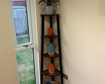 Eckleiterregal Bücherregal, 5-Tier-Holzlagereinheit, platzsparendes Ausstellungsregal für Wohnzimmer, Schlafzimmer, Wohnkultur Geschenk