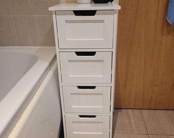 Holzschrank mit Schubladen, freistehender Badorganizer, kompakte Aufbewahrungseinheit für Haus, Flur oder Hauswirtschaftsraum