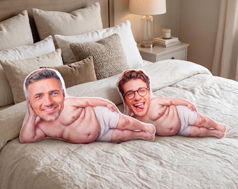 Almohada personalizada para rostro y cuerpo, almohada personalizada con foto de hombre en bikini, almohada divertida personalizada con recorte, regalo para despedida de soltera de novia