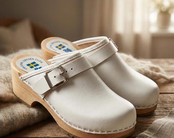 Womens Suede Wooden Clogs | Handmade Buckle Clogs | Slip-On Leather Mules | Comfortable Everyday Footwear