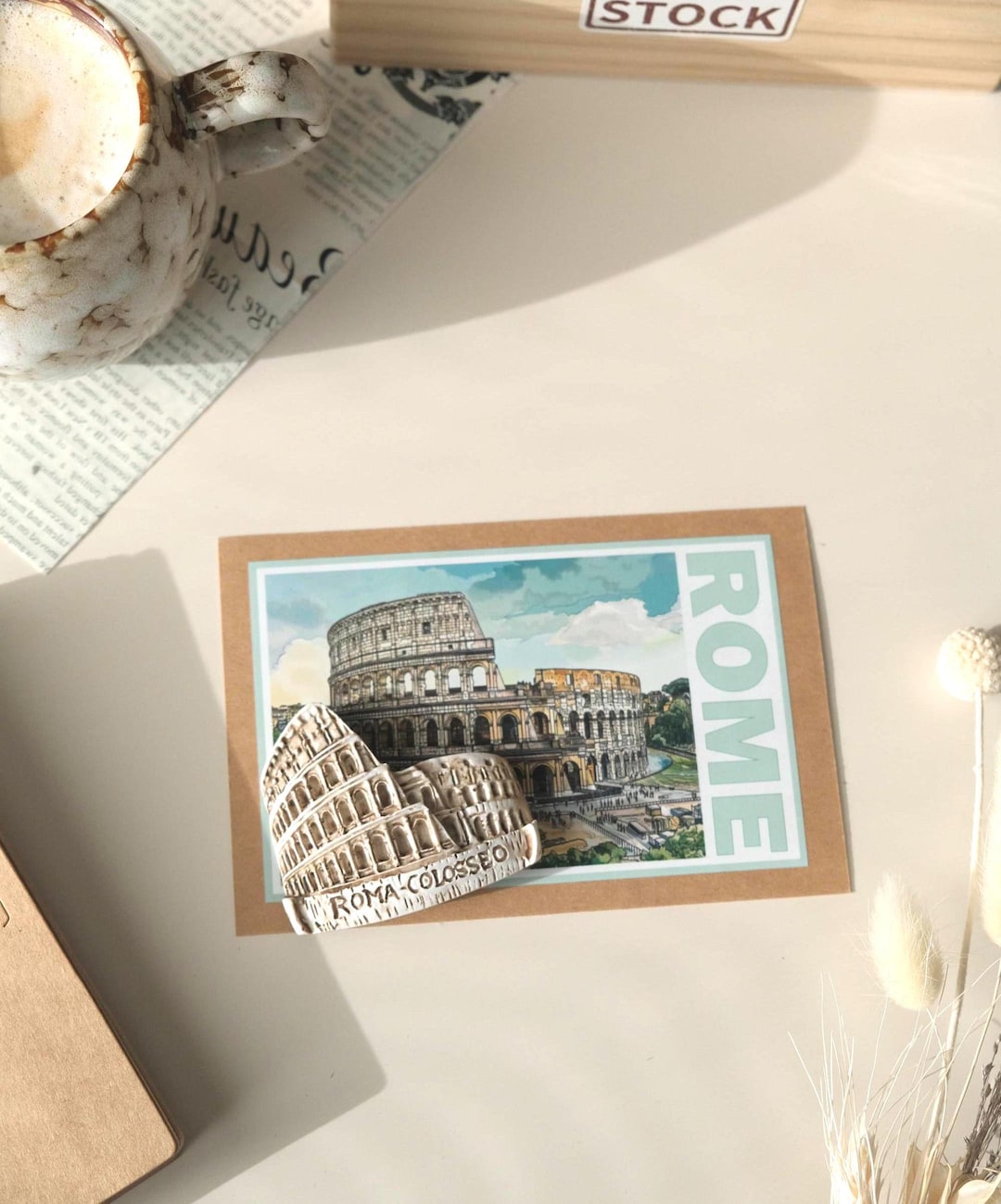 3D Embossed Fridge Magnet & Vintage Illustration Postcard | Italy ...