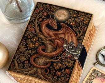 Dragon Moon Journal Leather Notebook, Fantasy Diary, Gothic Dragon Sketchbook, Medieval Aesthetic Journal, Gift for Him Her