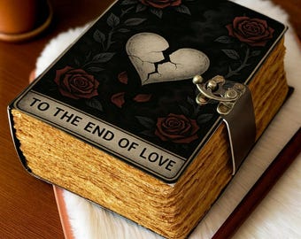 Broken Heart Leather Journal, Gothic Love Diary, Dark Romance Notebook, Emotional Gift for Her, Sad Aesthetic Journal, Vintage, Unique Gift