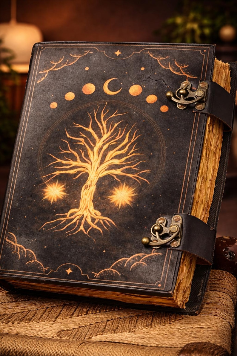 Tree of Life Leather Journal Handmade Vintage Notebook, Moon Phase ...